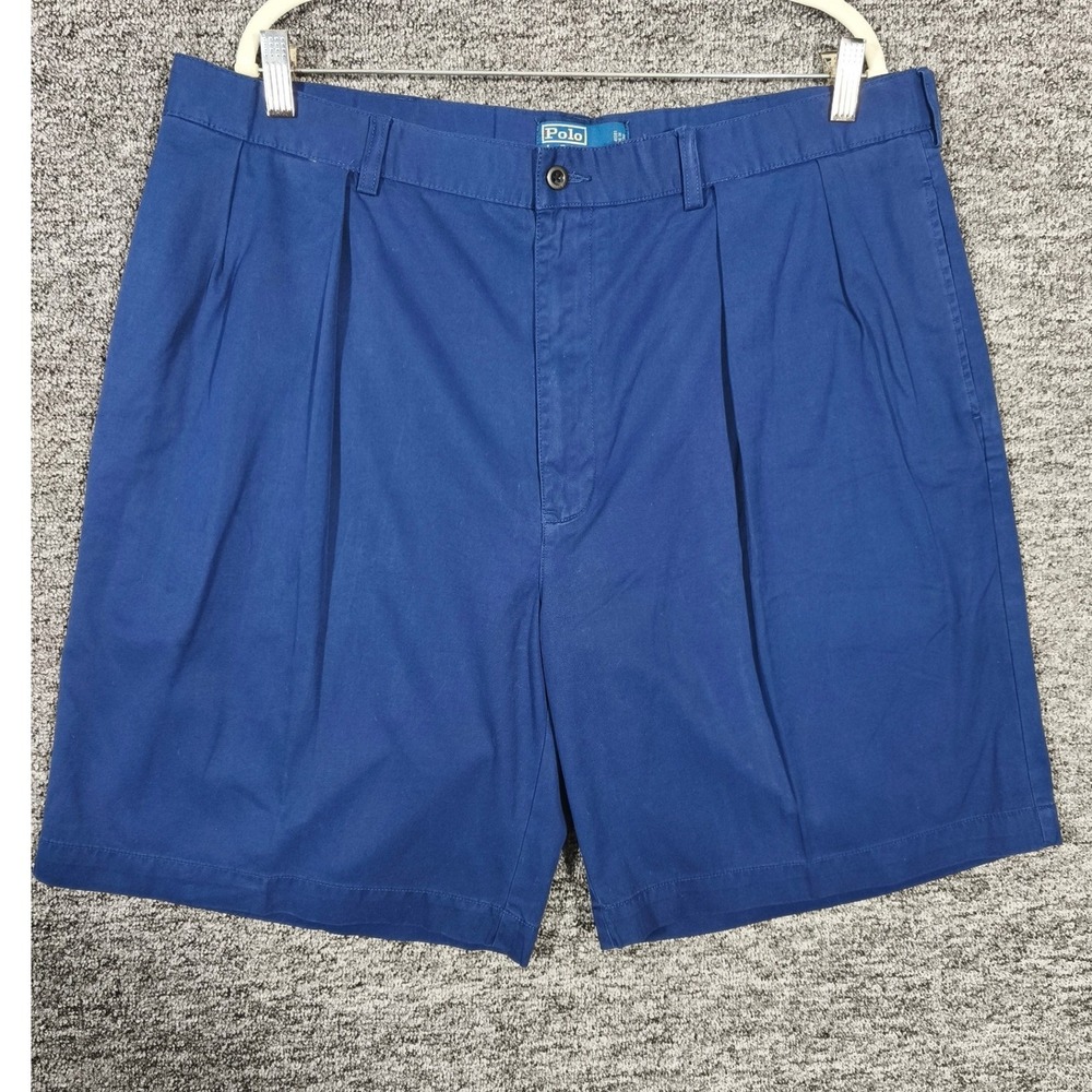 Polo Ralph Lauren Tyler Short‎ Mens 40 Blue Pleated Cotton Twill Chino Shorts